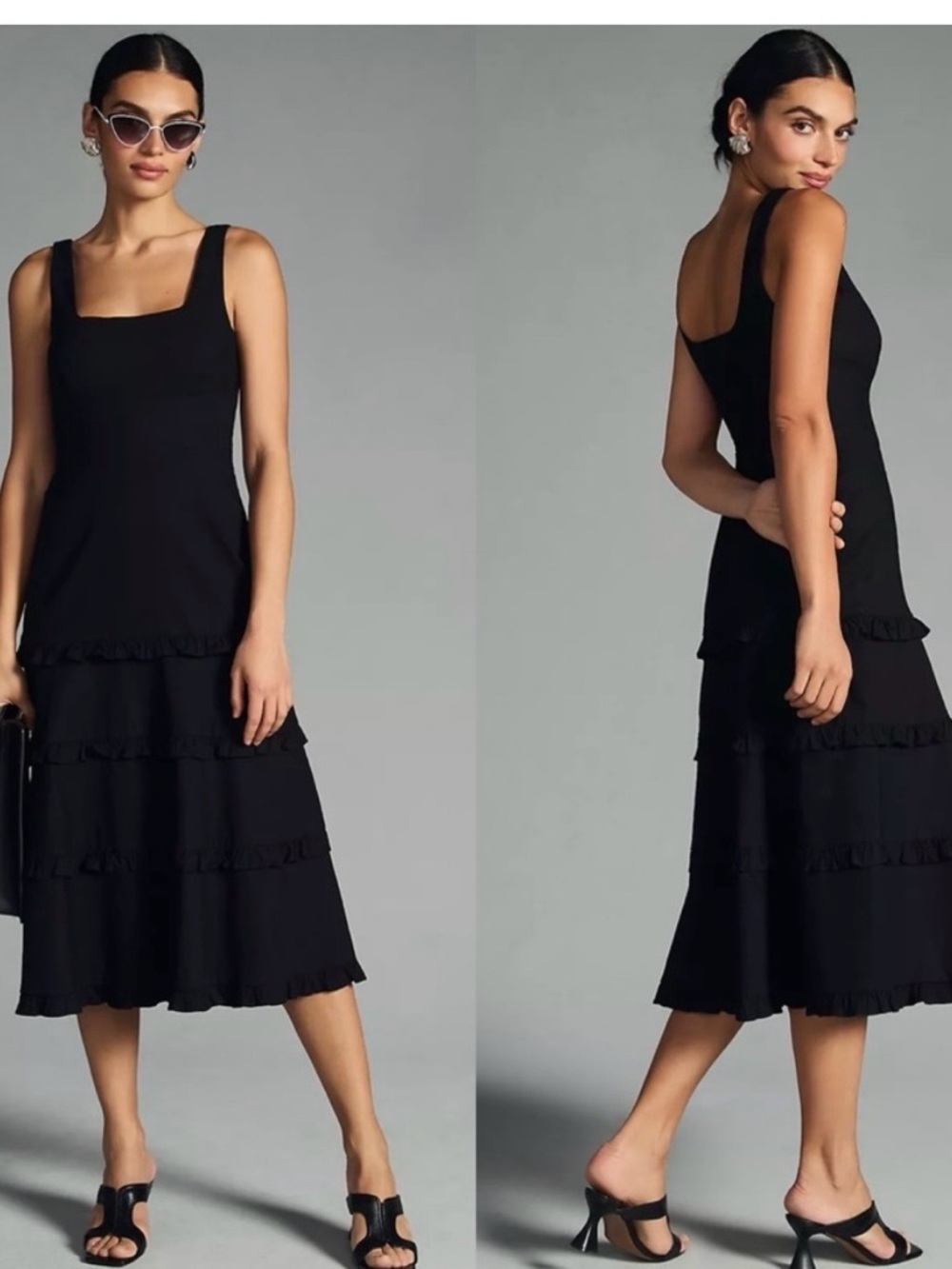 Anthropologie the Blythe tiered midi black dress - Picture 4 of 14